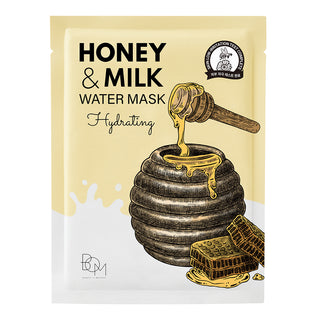 BOM Honey & Milk Water Mask - Drėkinančios odą lakštinės veido kaukės, 10vnt.