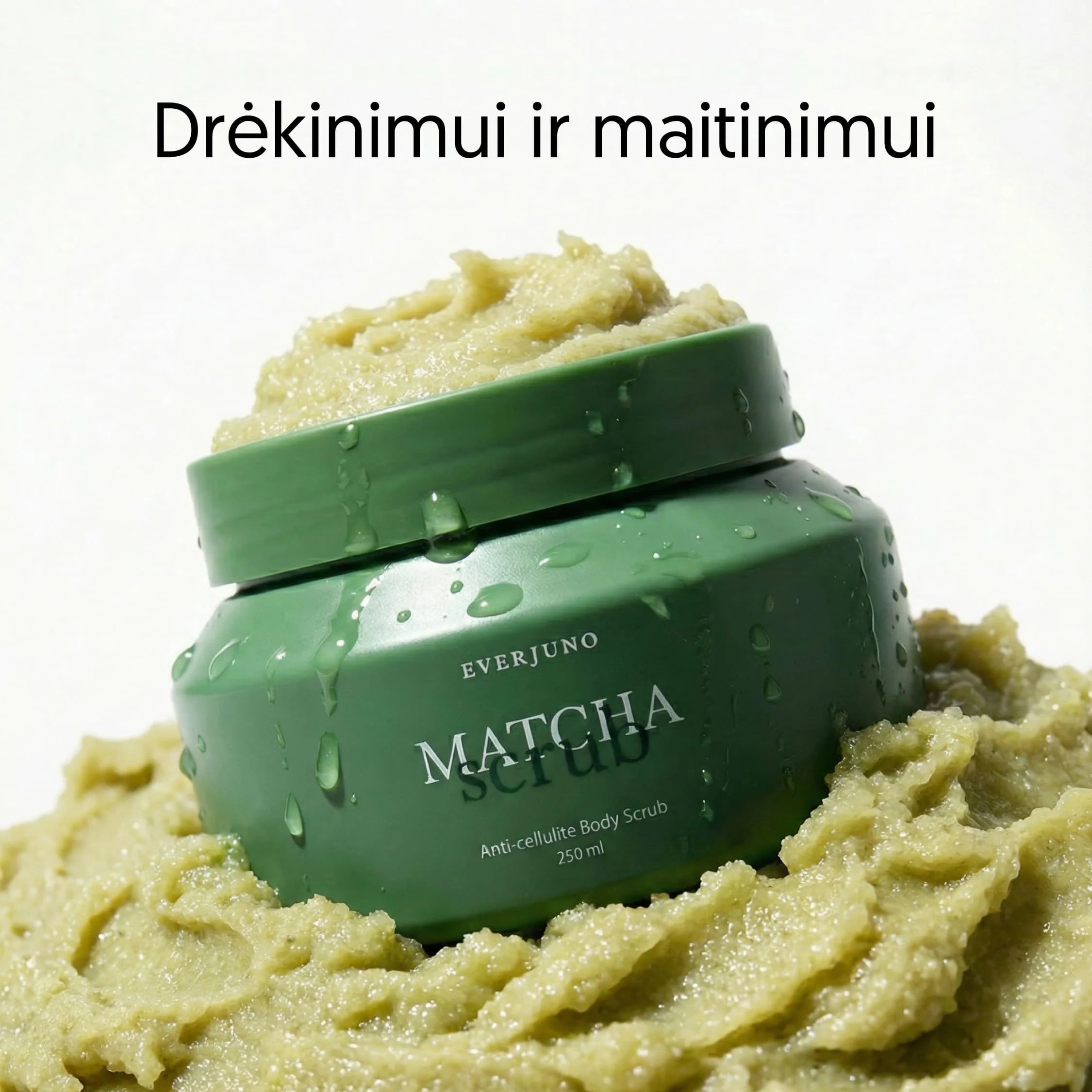 EVERJUNO Matcha Scrub - druskos šveitiklis