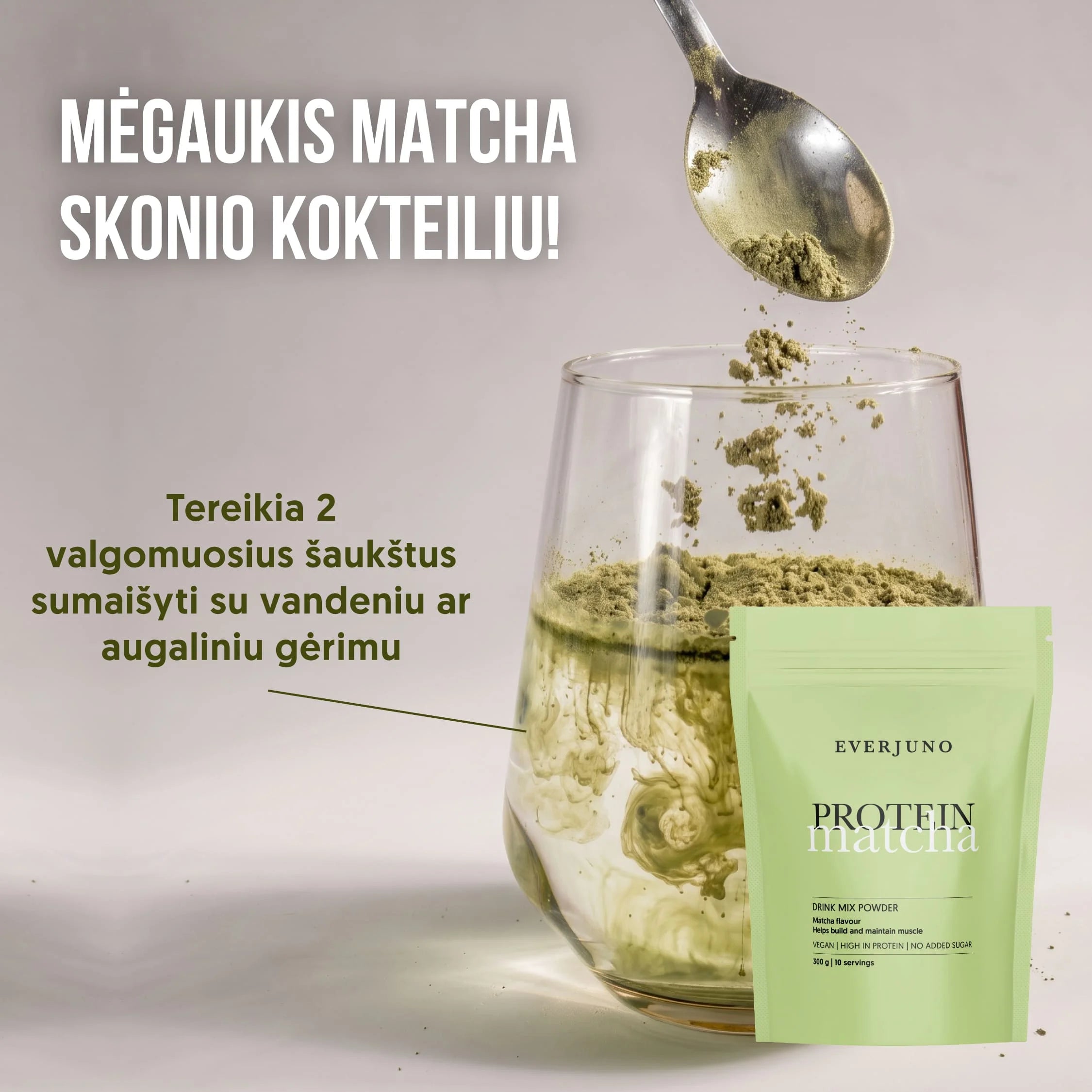 EVERJUNO Vegan Protein Matcha - Baltymai