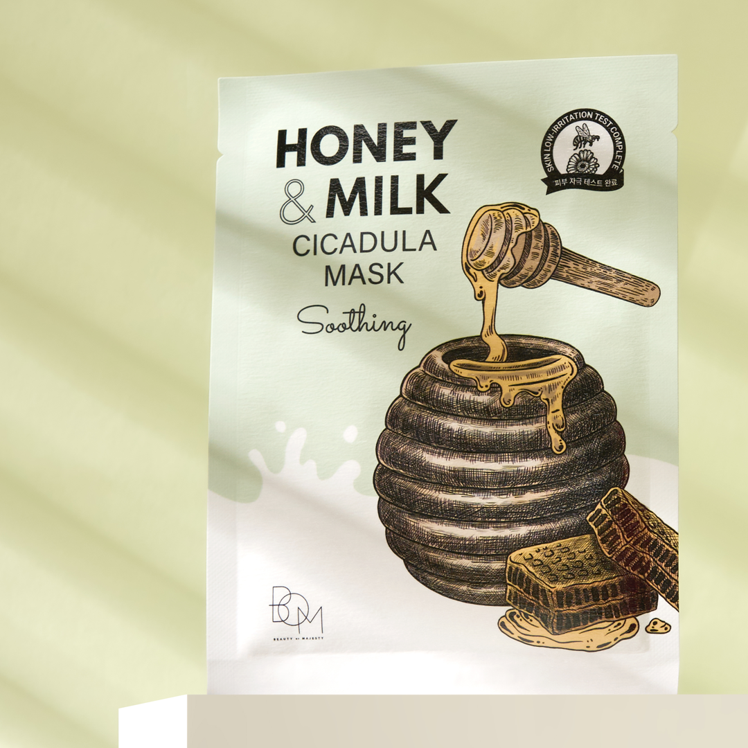BOM Honey & Milk Cicadula Mask - raminanti odą lakštinė veido kaukė, 1 vnt.
