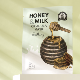 BOM Honey & Milk Cicadula Mask - Raminančios odą lakštinės veido kaukės, 10vnt.