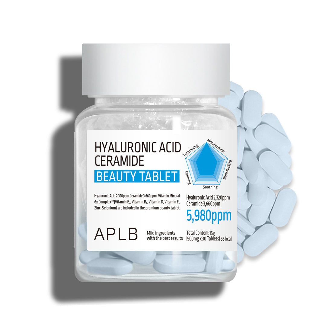 APLB Hyaluronic Acid Ceramide Beauty Tablet - maisto papildas su hialurono rūgštimi ir keramidais
