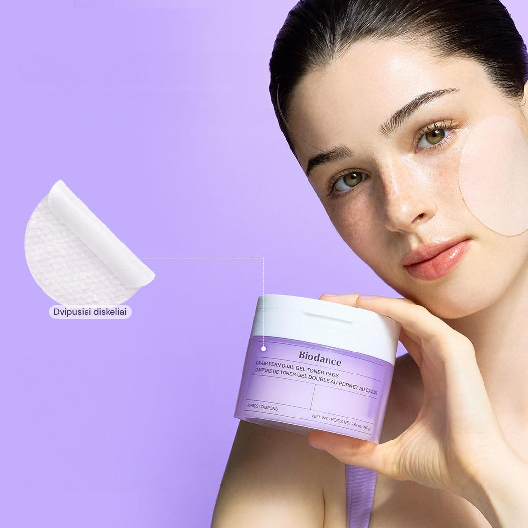 BIODANCE Caviar PDRN Dual Gel Toner Pads - geliniai toniko diskeliai