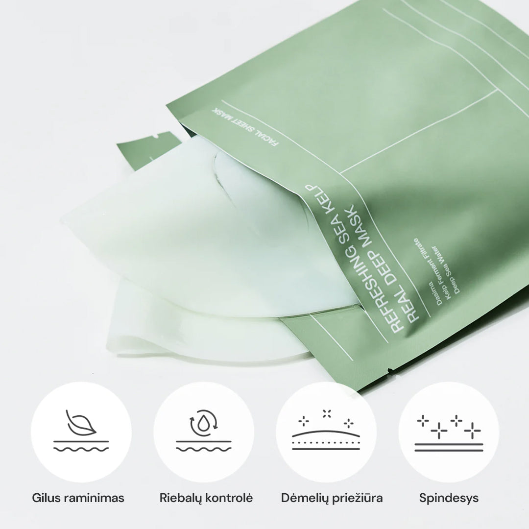 BIODANCE Refreshing Sea Kelp Real Deep Mask - veido kaukė su jūros dumblių ekstraktu