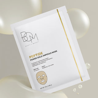 BOM Peptide Power Gold Ampoule Mask - lakštinių veido kaukių dėžutė, 5 vnt