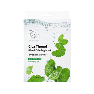 BOM Cica Thenol Blend Calming Mask - raminančios odą lakštinės veido kaukės, 10vnt