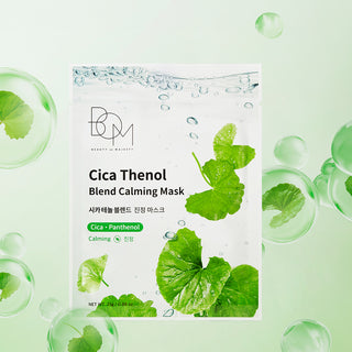 BOM Cica Thenol Blend Calming Mask - raminančios odą lakštinės veido kaukės, 10vnt