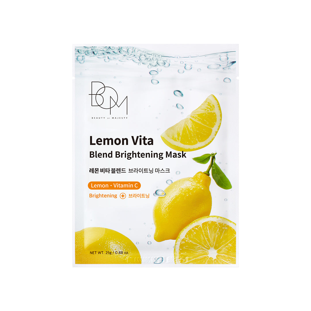 BOM Lemon Vita Blend Brightening Mask - skaistinanti odą lakštinė veido kaukė, 1 vnt