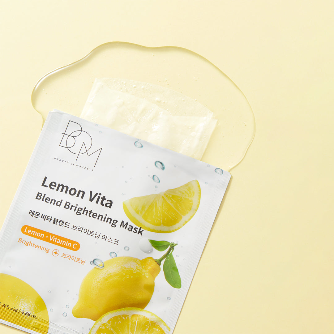 BOM Lemon Vita Blend Brightening Mask - skaistinanti odą lakštinė veido kaukė, 1 vnt