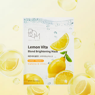 BOM Lemon Vita Blend Brightening Mask - skaistinančios odą lakštinės veido kaukės, 10vnt