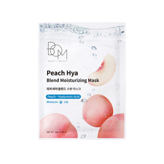 BOM Peach Hya Blend Moisturizing Mask - drėkinančios odą lakštinės veido kaukės, 10vnt