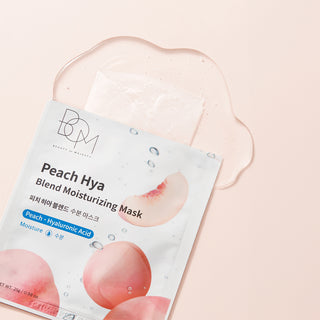 BOM Peach Hya Blend Moisturizing Mask - drėkinančios odą lakštinės veido kaukės, 10vnt