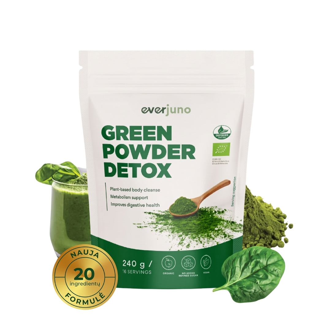 EVERJUNO Green Powder Detox - Ekologiškas žaliasis mišinys