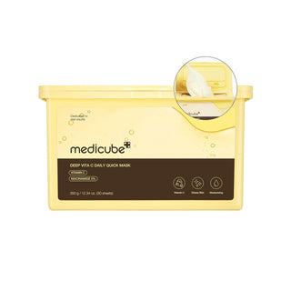 MEDICUBE Deep Vita C Daily Quick Mask - lakštinės veido kaukės, 30 vnt.
