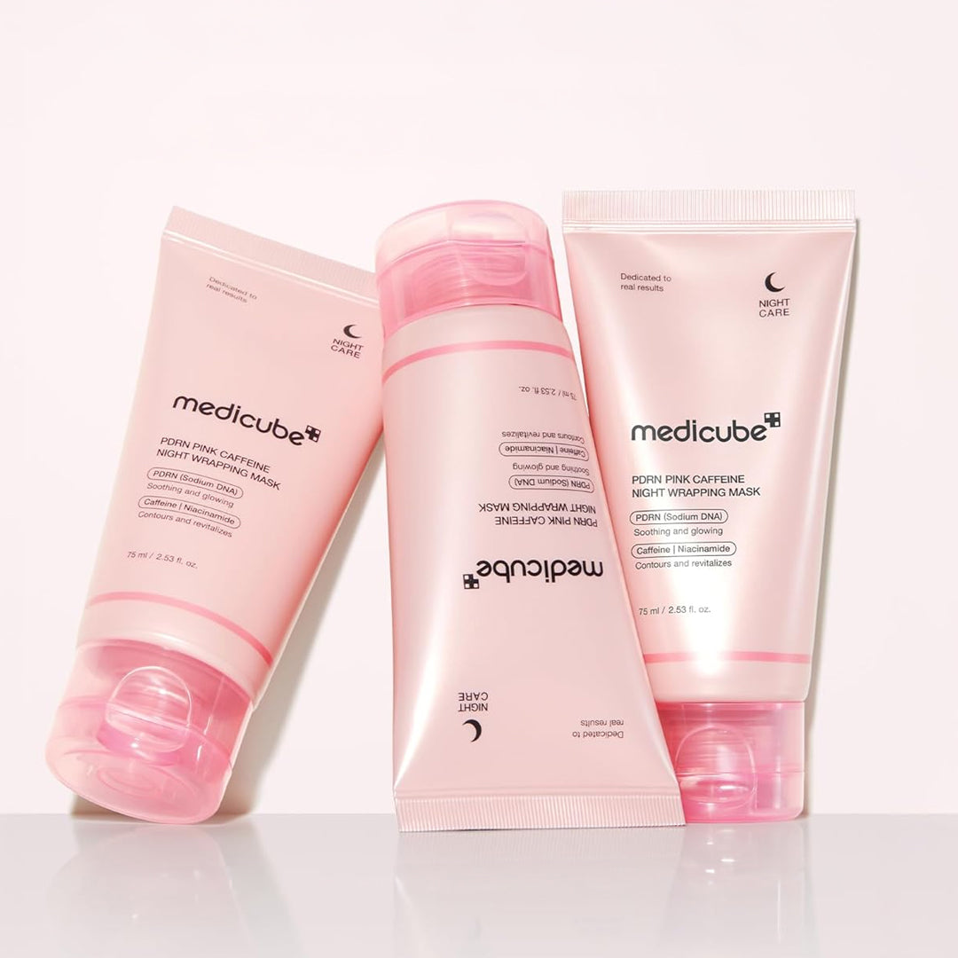 MEDICUBE PDRN Pink Caffeine Night Wrapping Mask - naktinė veido kaukė