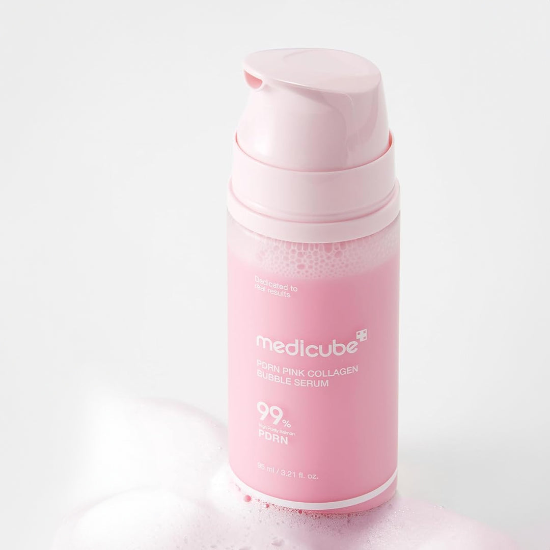 MEDICUBE PDRN Pink Collagen Bubble Serum - putojantis veido serumas su kolagenu