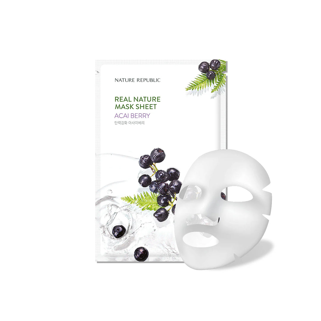 NATURE REPUBLIC Real Nature Acai Berry Mask Sheet - veido kaukė