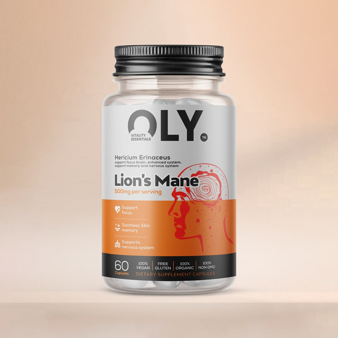 OLY Lion's Mane 500mg – maisto papildas, 60 kapsulių