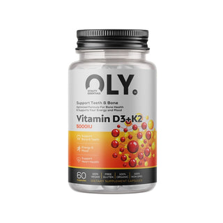 OLY Vitamin D3 + K2 5000 IU – maisto papildas, 60 kapsulių