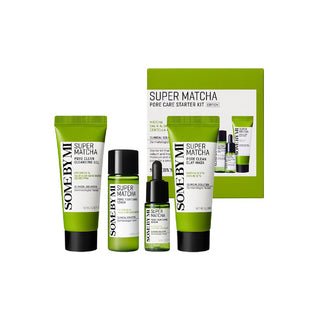 SOME BY MI Super Matcha Pore Care Starter Kit - riebios ir probleminės veido odos priežiūros mini rinkinys