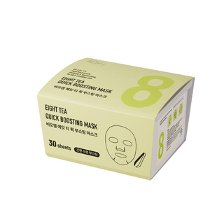 BOM EIGHT TEA QUICK BOOSTING MASK - Lakštinės veido kaukės, 30vnt.